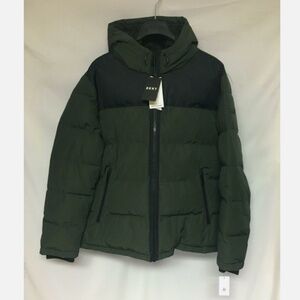 DKNY Men's Mixed-Media Puffer Coat DX9MP802 Dark olive XXL $225 NWT